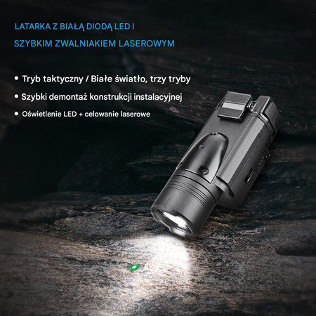 SSHADE RECON GUN Latarka taktyczna 1000 lm zielony laser – montaż Picatinny