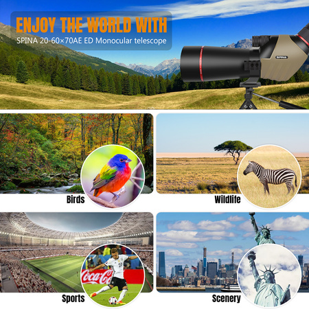 SPINA Luneta Monookular 20–60x70AE – zoom, statyw, wodoodporna