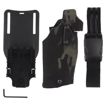 Kabura płetwa pasek GLOCK 17 latarak X300 QLS Black Kamuflaż