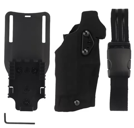 Kabura płetwa pasek GLOCK 17 latarak X300 QLS Black