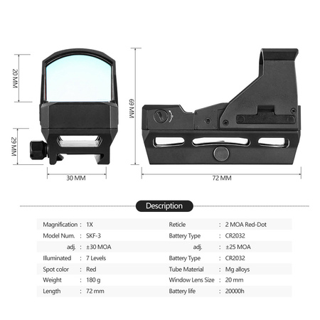SPINA kolimator SKF-3 1X38 Solar Red Dot Sight Celownik