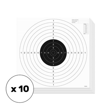 Tarcza strzelecka do pistoletu sportowego - 520 x 520 mm - 10szt.