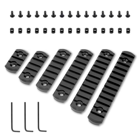 SHADE MOUNT Zestaw szyn Picatinny 3/5/7/9/11/13 slot – metal, 6 szt. (M-LOK 20 mm)