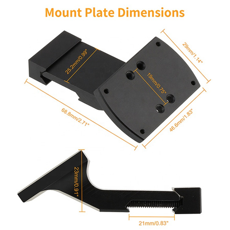 SHADE MOUNT – montaż offsetowy / adapter do kolimatora RMR 36 stopni 