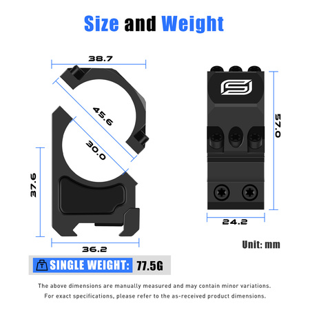 SPINA Montaż lunety TDR 30 mm wysoki – szyna Picatinny 20 mm