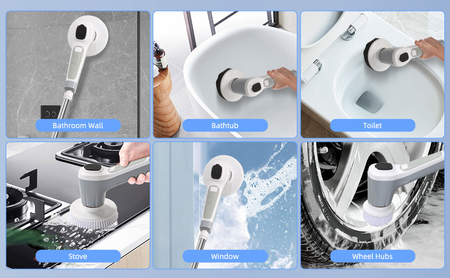 Elektryczna szczotka SHINE MATE – IP68, płyn czyszczący, wyświetlacz do czyszczenia fug łazienki kuchni