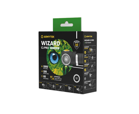 Armytek latarka Wizard C1 Pro Magnet USB / Biały / 1000 lm / TIR 70°:120°